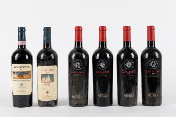 Toscana : Frescobaldi Castelgiocondo 1 bt Lamaione 1996, 4 bts Lamaione 1998 e 1 bt Brunello 1996  - Asta Vini e Distillati - Associazione Nazionale - Case d'Asta italiane