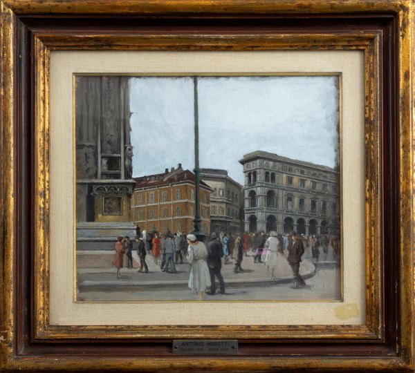 Antonio Moretti : Scorcio di Piazza Duomo a Milano  - Asta Arte Figurativa tra XIX e XX Secolo - Associazione Nazionale - Case d'Asta italiane