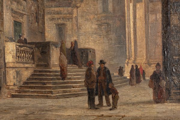 Stefano Donadoni : Bergamo, piazza del Duomo  - Asta Arte Figurativa tra XIX e XX Secolo - Associazione Nazionale - Case d'Asta italiane