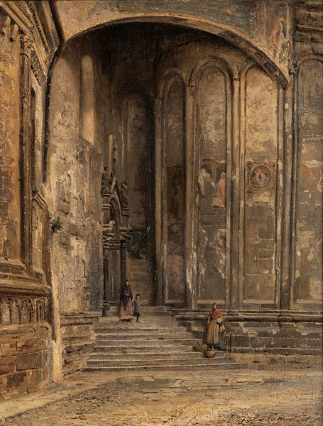 Stefano Donadoni : Scalinata del Duomo di Bergamo  - Asta Arte Figurativa tra XIX e XX Secolo - Associazione Nazionale - Case d'Asta italiane