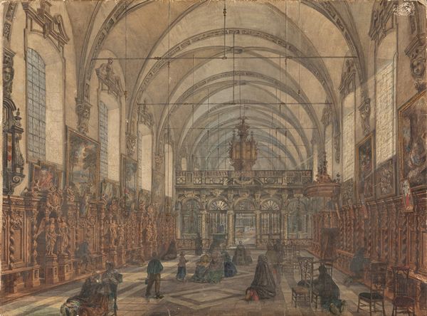 Maestro europeo del XIX secolo : Interno della chiesa di Sant'Anna a Bruges  - Asta Arte Figurativa tra XIX e XX Secolo - Associazione Nazionale - Case d'Asta italiane