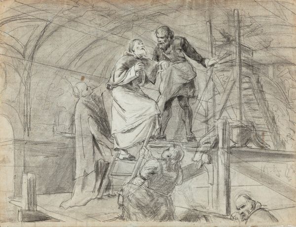 Giulio Tadolini : Bozzetto per il quadro rappresentante Giulio II in visita a Michelangelo mentre affresca la Cappella Sistina  - Asta Arte Figurativa tra XIX e XX Secolo - Associazione Nazionale - Case d'Asta italiane