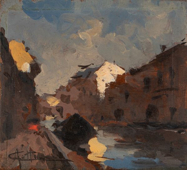 Achille Cattaneo : Naviglio  - Asta Arte Figurativa tra XIX e XX Secolo - Associazione Nazionale - Case d'Asta italiane