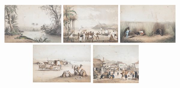 Lotto composto da cinque stampe dalla serie Reise des Grafen Emanuel Andrasy in Ostindien Ceylon, Java, China und Bengalen, edita da Hermann Geibel, Budapest, 1859  - Asta Arte Figurativa tra XIX e XX Secolo - Associazione Nazionale - Case d'Asta italiane