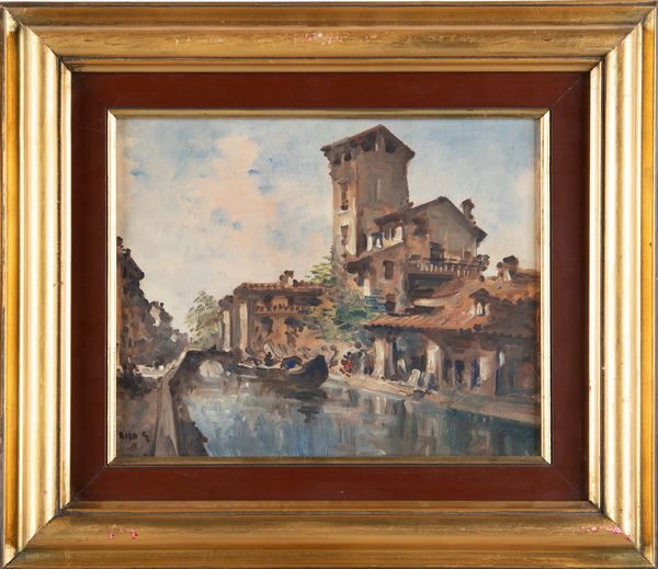 Giovanni Riva : La Pusterla e Naviglio  - Asta Arte Figurativa tra XIX e XX Secolo - Associazione Nazionale - Case d'Asta italiane