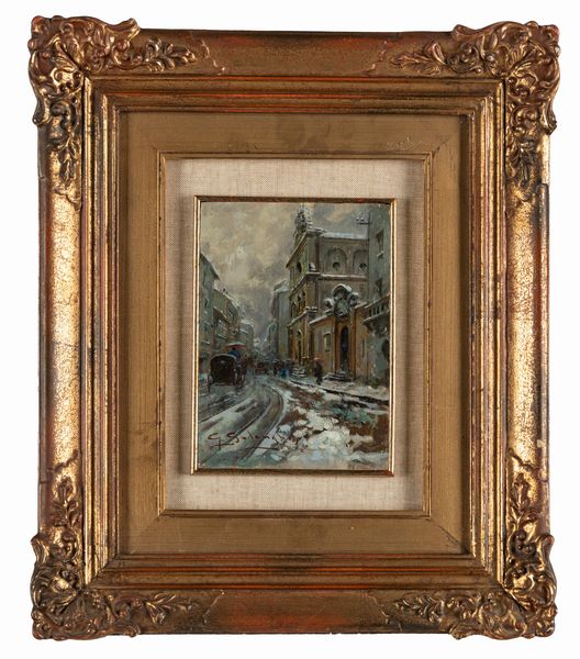 Giuseppe Solenghi : Tre vedute di Milano sotto la neve e Scena di interno  - Asta Arte Figurativa tra XIX e XX Secolo - Associazione Nazionale - Case d'Asta italiane