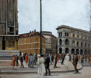 Antonio Moretti - Scorcio di Piazza Duomo a Milano