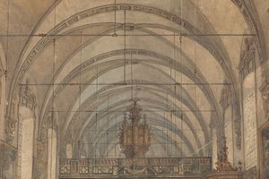 Maestro europeo del XIX secolo : Interno della chiesa di Sant'Anna a Bruges  - Asta Arte Figurativa tra XIX e XX Secolo - Associazione Nazionale - Case d'Asta italiane