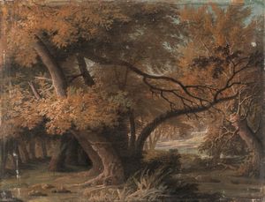 Scuola lombarda, secolo XIX - Paesaggio fluviale