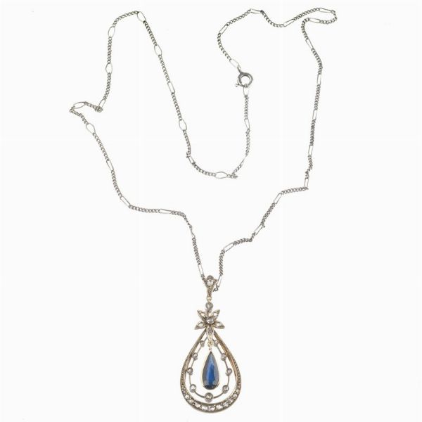 COLLANA CON ZAFFIRO E DIAMANTI  - Asta Gioielli  - Associazione Nazionale - Case d'Asta italiane