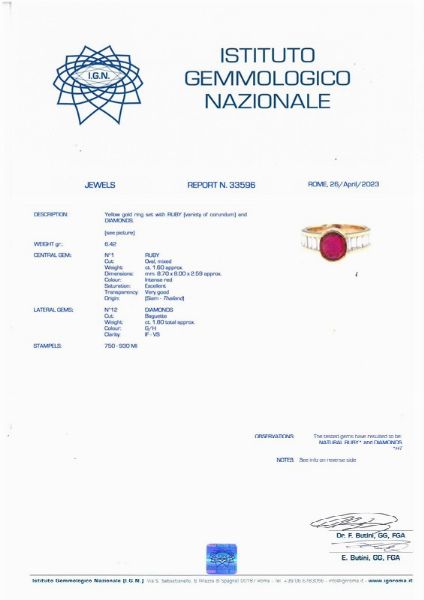 ANELLO CON RUBINO E DIAMANTI  - Asta Gioielli  - Associazione Nazionale - Case d'Asta italiane