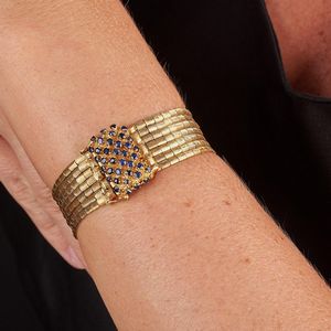 BRACCIALE A FASCIA CON ZAFFIRI  - Asta Gioielli  - Associazione Nazionale - Case d'Asta italiane