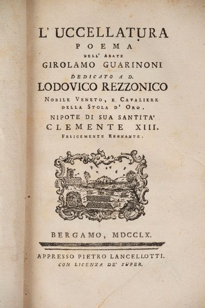 Girolamo Guarinoni : Uccellatura  - Asta Libri, Autografi e Stampe - Associazione Nazionale - Case d'Asta italiane