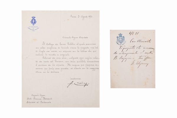 Crispi, Francesco : Lettere autografe firmate  - Asta Libri, Autografi e Stampe - Associazione Nazionale - Case d'Asta italiane