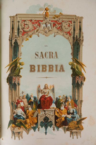 La Sacra Bibbia secondo la volgata. Tradotta in lingua italiana e con annotazioni dichiarata da Monsignor Antonio Martini. Illustrata da 100 tavole, parte colorate ad olio e parte incise in acciaio. Dedicata a Sua Maestà FERDINANDO II Re del Regno delle Due Sicilie.  - Asta Libri, Autografi e Stampe - Associazione Nazionale - Case d'Asta italiane