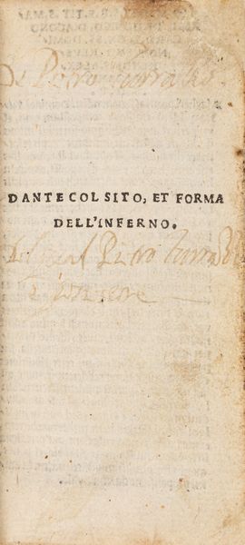 DANTE ALIGHIERI : Dante col sito, et forma dell'Inferno  - Asta Libri, Autografi e Stampe - Associazione Nazionale - Case d'Asta italiane