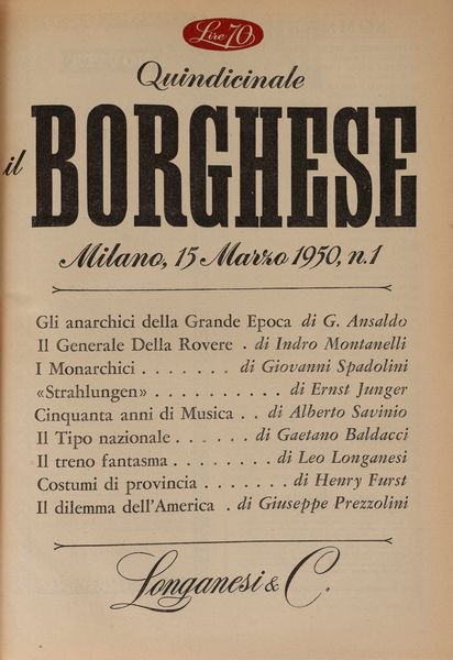 Longanesi, Leo : Il Borghese  - Asta Libri, Autografi e Stampe - Associazione Nazionale - Case d'Asta italiane