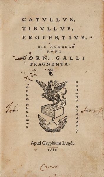 Catullo, Gaio Valerio : Catullus Tibullus Propertius  - Asta Libri, Autografi e Stampe - Associazione Nazionale - Case d'Asta italiane