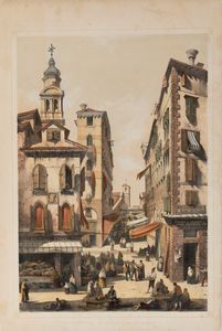 Joseph Nash : Convent of San Michele and Island of Murano - The Campo San Salvador and the Merceria  - Asta Libri, Autografi e Stampe - Associazione Nazionale - Case d'Asta italiane