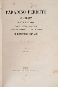 Milton, John : Paradiso perduto  - Asta Libri, Autografi e Stampe - Associazione Nazionale - Case d'Asta italiane