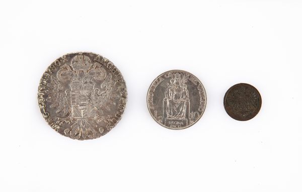 Lotto di monete: Tallero di convenzione Colonia Eritrea Vittorio Emanuele III; 10 Lire 1930 Pio XI Citt del Vaticano; Mezzo Soldo 1862 Vienna Moneta Spicciola per il Regno Lombardo Veneto Francesco Giuseppe I d'Asburgo  - Asta Numismatica - Associazione Nazionale - Case d'Asta italiane