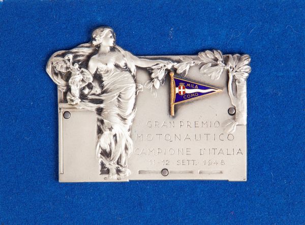 Placchetta in argento 800/000 del Gran Premio motonautico Milano-Como - Campione d'Italia 11-12 Settembre 1948  - Asta Numismatica - Associazione Nazionale - Case d'Asta italiane