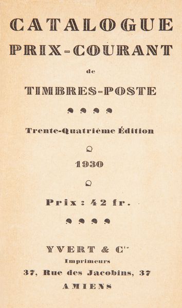 Yvert & Tellier, Champion - Catalogue Prix Courant de Timbres Poste 1930  - Asta Numismatica - Associazione Nazionale - Case d'Asta italiane