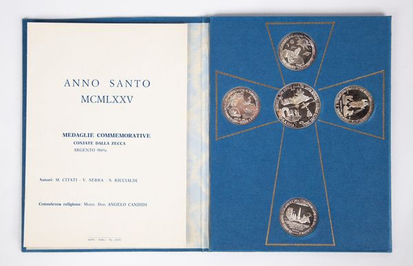 Serie di 5 Medaglie in argento commemorative dell'Anno Santo 1975 coniate dalla Zecca italiana  - Asta Numismatica - Associazione Nazionale - Case d'Asta italiane