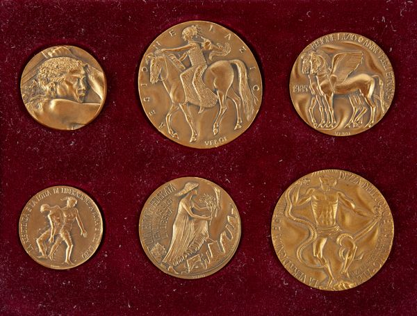 Guido Veroi : Guido Veroi - 6 Medaglie della Regione Lazio in bronzo dorato  - Asta Numismatica - Associazione Nazionale - Case d'Asta italiane