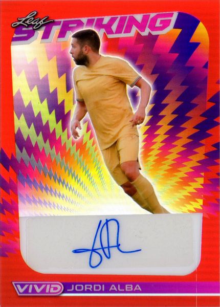 Jordi  Alba : Leaf Vivid Soccer Striking Red Barcelona 4/6  - Asta Pop Culture / Memorabilia e Card - Associazione Nazionale - Case d'Asta italiane