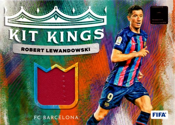 Robert  Lewandowski : Barcellona  Panini Donruss Kit Kings Jersey Relic  - Asta Pop Culture / Memorabilia e Card - Associazione Nazionale - Case d'Asta italiane