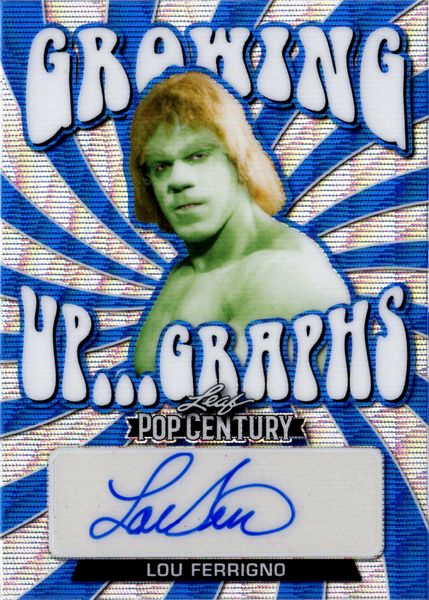 Lou  Ferrigno : Leaf Pop Century Metal Growing Up Graphs Wave Blue 09/10  - Asta Pop Culture / Memorabilia e Card - Associazione Nazionale - Case d'Asta italiane