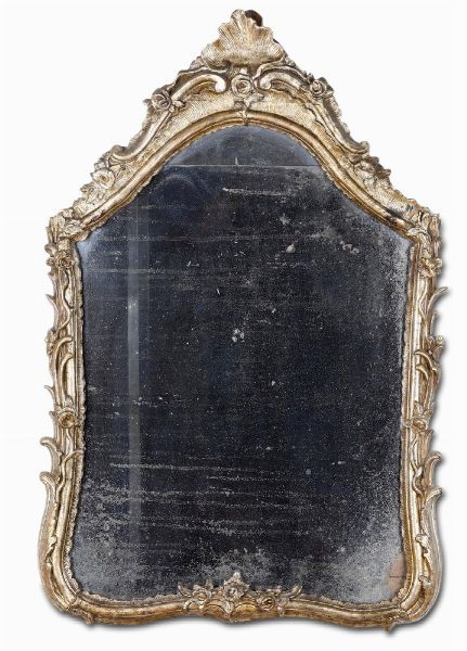 Specchiera in legno intagliato e dorato. XVIII-XIX secolo  - Asta Antiquariato e dipinti - Associazione Nazionale - Case d'Asta italiane