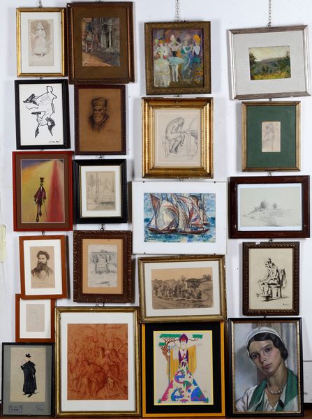Grande lotto di disegni  - Asta Antiquariato e dipinti - Associazione Nazionale - Case d'Asta italiane