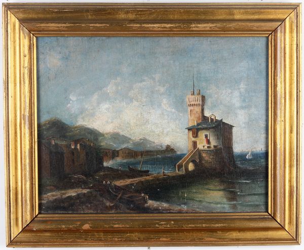 Scuola del XVIII-XIX secolo Castello di Rapallo  - Asta Antiquariato e dipinti - Associazione Nazionale - Case d'Asta italiane