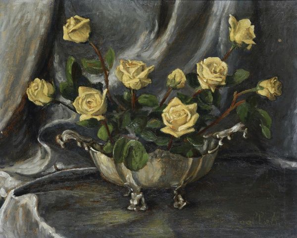 Armando Figallo : Natura morta con rose  - Asta Antiquariato e dipinti - Associazione Nazionale - Case d'Asta italiane