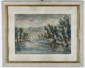 Olindo Bandini (1914 - ?) Il fiume Entella  - Asta Antiquariato e dipinti - Associazione Nazionale - Case d'Asta italiane