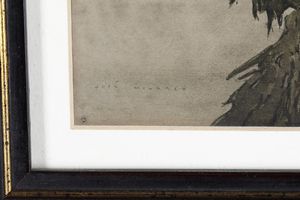 Cima di albero, tude de cdre Jos Mingret, acquerello su carta  - Asta Antiquariato e dipinti - Associazione Nazionale - Case d'Asta italiane