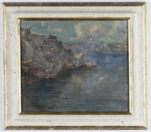 Emanuele Martinengo : Paesaggio costiero, 1938  - Asta Antiquariato e dipinti - Associazione Nazionale - Case d'Asta italiane