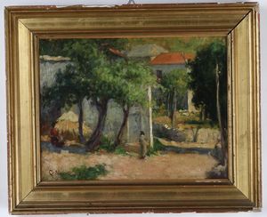 Guglielmo Napoli (XIX-XX secolo) : Paesaggio di campagna  - Asta Antiquariato e dipinti - Associazione Nazionale - Case d'Asta italiane