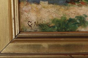 Guglielmo Napoli (XIX-XX secolo) : Paesaggio di campagna  - Asta Antiquariato e dipinti - Associazione Nazionale - Case d'Asta italiane