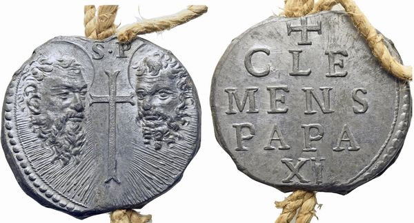 BOLLE PAPALI Clemente XI (1700-1721)  - Asta Placchette e medaglie dal XIV al XIX secolo - Associazione Nazionale - Case d'Asta italiane