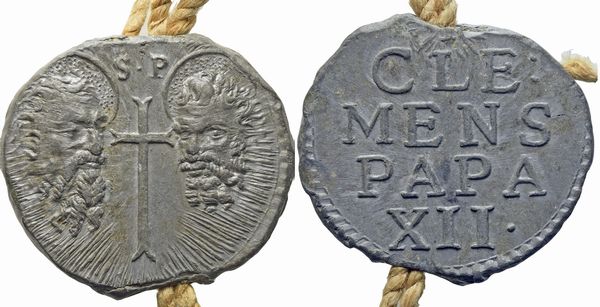 BOLLE PAPALI Clemente XII (1730-1740)  - Asta Placchette e medaglie dal XIV al XIX secolo - Associazione Nazionale - Case d'Asta italiane
