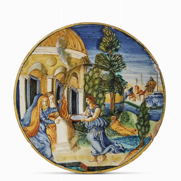 PIATTO, URBINO, BOTTEGA DI GUIDO DURANTINO (FONTANA), 1540 CIRCA  - Asta IMPORTANTI MAIOLICHE DAL RINASCIMENTO AL SETTECENTO - Associazione Nazionale - Case d'Asta italiane