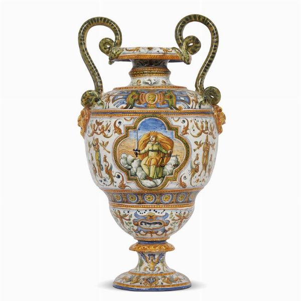 VASO BIANSATO, URBINO, BOTTEGA FONTANA, 1580 CIRCA  - Asta IMPORTANTI MAIOLICHE DAL RINASCIMENTO AL SETTECENTO - Associazione Nazionale - Case d'Asta italiane