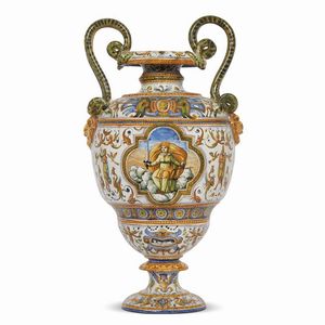 VASO BIANSATO, URBINO, BOTTEGA FONTANA, 1580 CIRCA  - Asta IMPORTANTI MAIOLICHE DAL RINASCIMENTO AL SETTECENTO - Associazione Nazionale - Case d'Asta italiane