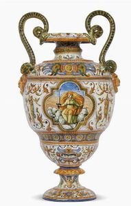 VASO BIANSATO, URBINO, BOTTEGA FONTANA, 1580 CIRCA  - Asta IMPORTANTI MAIOLICHE DAL RINASCIMENTO AL SETTECENTO - Associazione Nazionale - Case d'Asta italiane