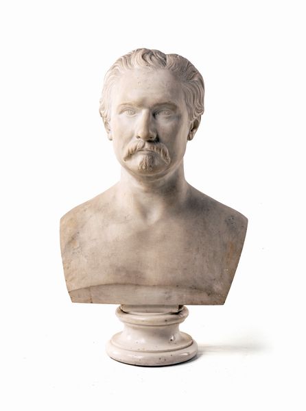 Luigi Bienaimé : Busto di gentiluomo con baffi  - Asta Antiquariato - Mobili, Sculture e Oggetti d'Arte - Associazione Nazionale - Case d'Asta italiane