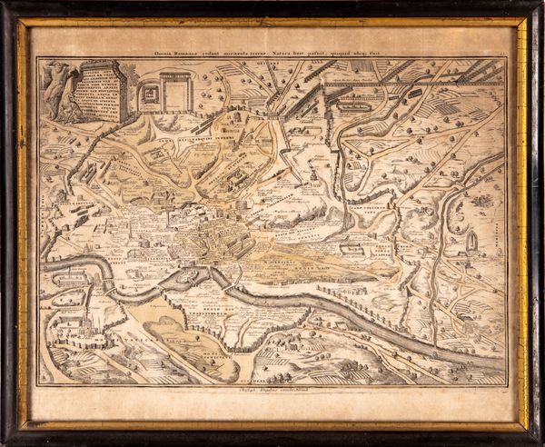 Johann Christoph Weigel il Vecchio : Mappa di Roma con gli edifici più importanti della città  - Asta Antiquariato - Mobili, Sculture e Oggetti d'Arte - Associazione Nazionale - Case d'Asta italiane