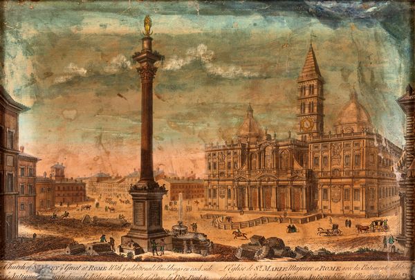 a) Veduta di Santa Maria Maggiore  b) Veduta ottica di Roma nel suo splendore originale  - Asta Antiquariato - Mobili, Sculture e Oggetti d'Arte - Associazione Nazionale - Case d'Asta italiane